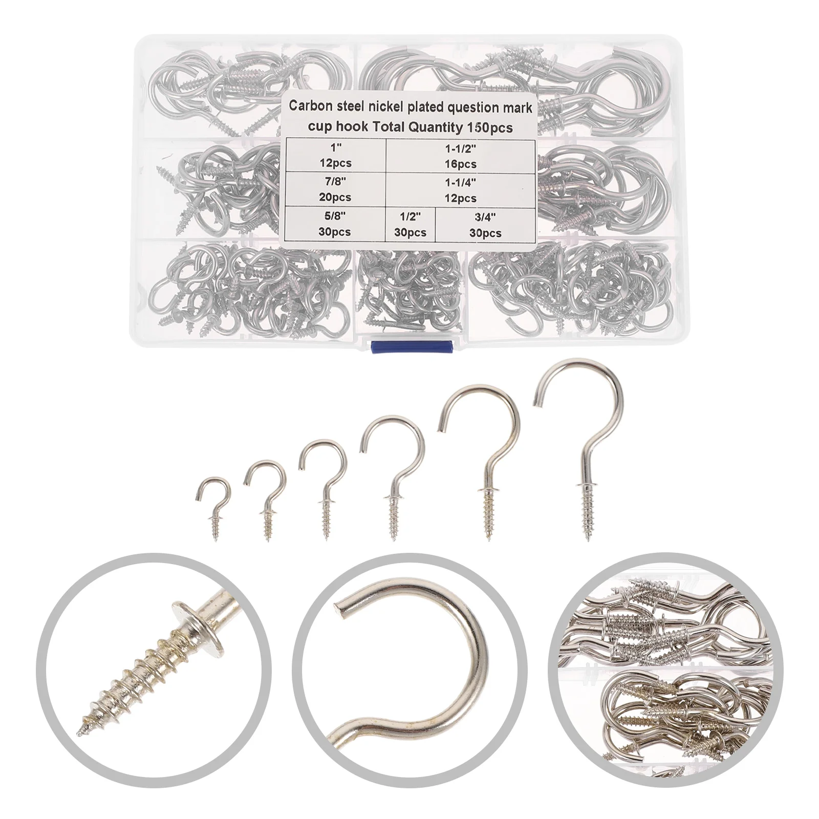 150 Pcs Self-tapping Screws Hooks Assortment Kit Plants Cup Ceiling Bolt Kitchen Eye-bolt