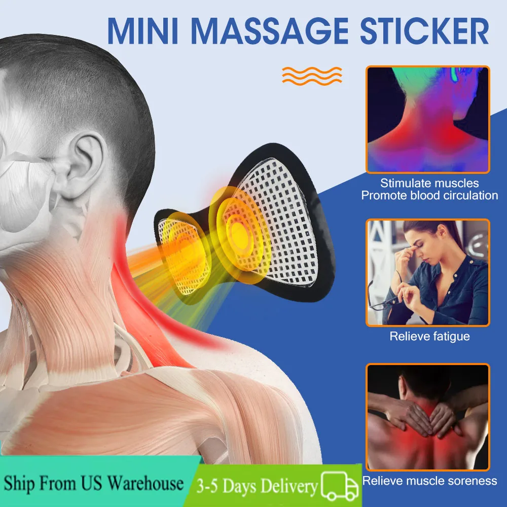 

EMS Neck Massager Mini Cervical Back Muscle Pain Relief Patch Massageador Stimulator Mat Portable Leg Body Health Care Tool