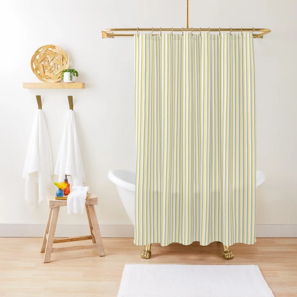 

Gray, Yellow, and White Blurred Paint Stripes. Minimalist Painted Color Block Design Shower Curtain Bathroom Deco Curtain