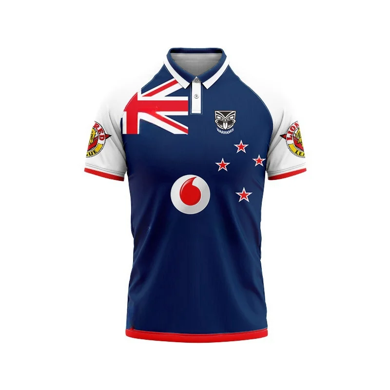 

POLO 2023 New Zealand Warriors olive jersey men's T-shirt retro version(Custom name and number )