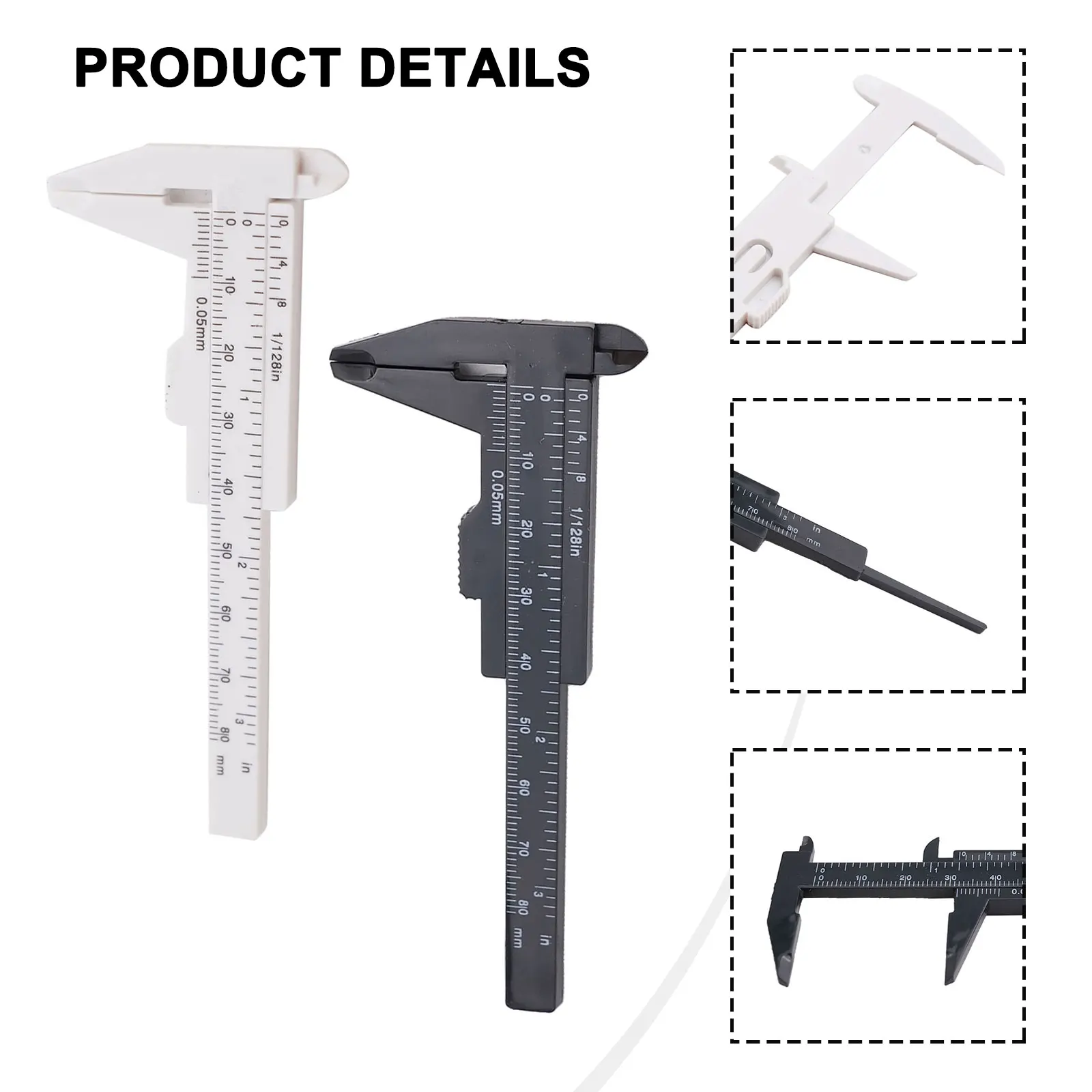 Applications Plastic Compact Ruler Sliding Gauge Plastic Ruler Micrometer Sliding Vernier 80mm Caliper Gauge Measure Tool    New