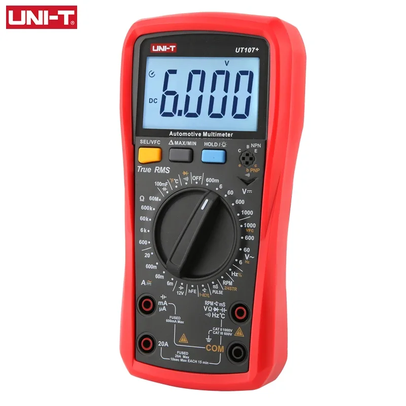 UNI-T UT105+ UT107+ Digital Automotive Multimeter Car AC DC Current Tester Voltmeter Capacimeter Frequency Meter Temperature