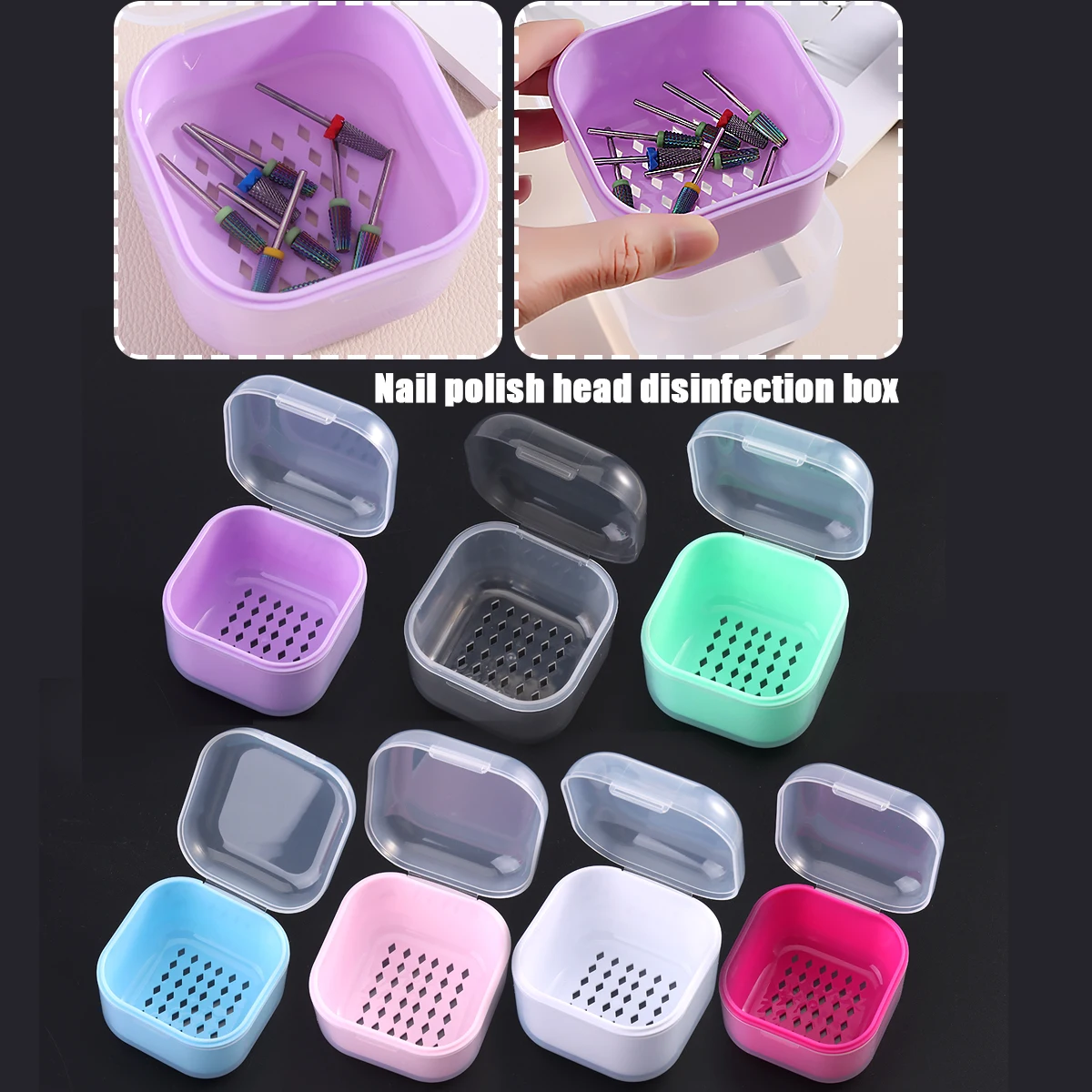 New round grinding head sterilization box with double-layer filter and ceramic head soaking box, available in multiple colors.