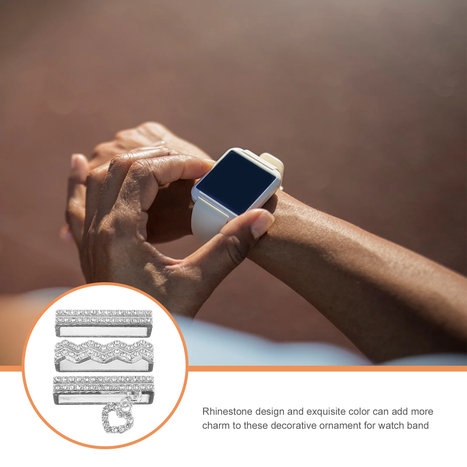 3 stuks horlogeband bedels siliconen ringen premium metaal duurzame decoratieve smartwatch band strass accessoires