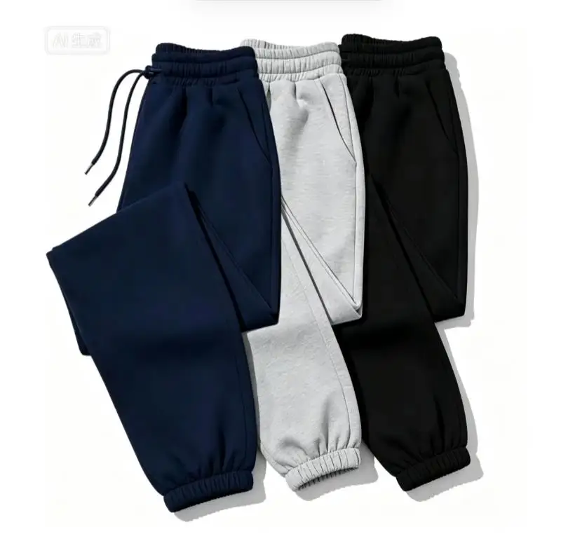 2026 Men's sports pants quick-foot jogging pants, sports casual street style loose large size casual pants drawstring design