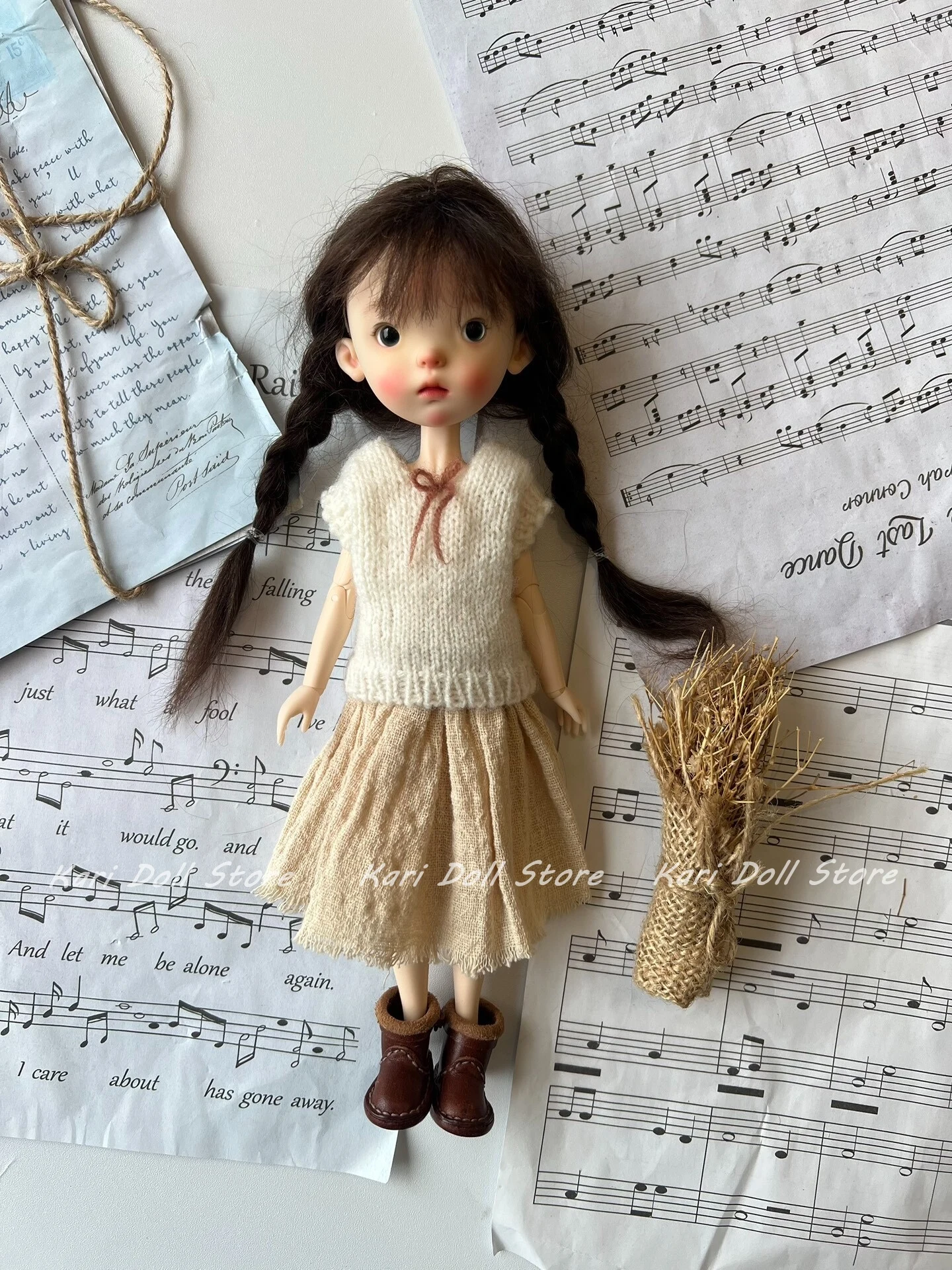 

Kari Doll Одежда и юбки 2025 Простая льняная юбка вязаный кукольный комплект для куклы Landazz Landoudou