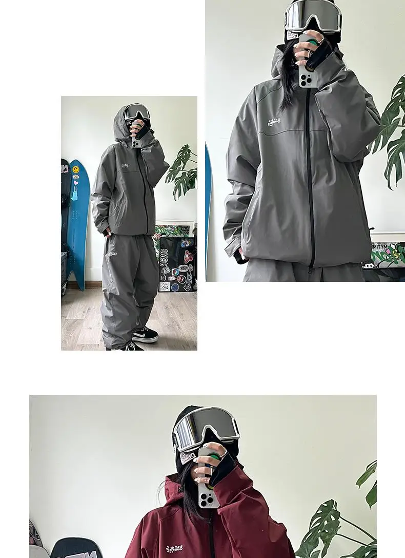 John Snow 2025 Neuer Unisex Ski-Anzug für Einzel- und Doppelbretter, Locker Geschnittener Wasserdichter Wärmehaltender Skianzug mit Skihose und Skijacke – Detail 19