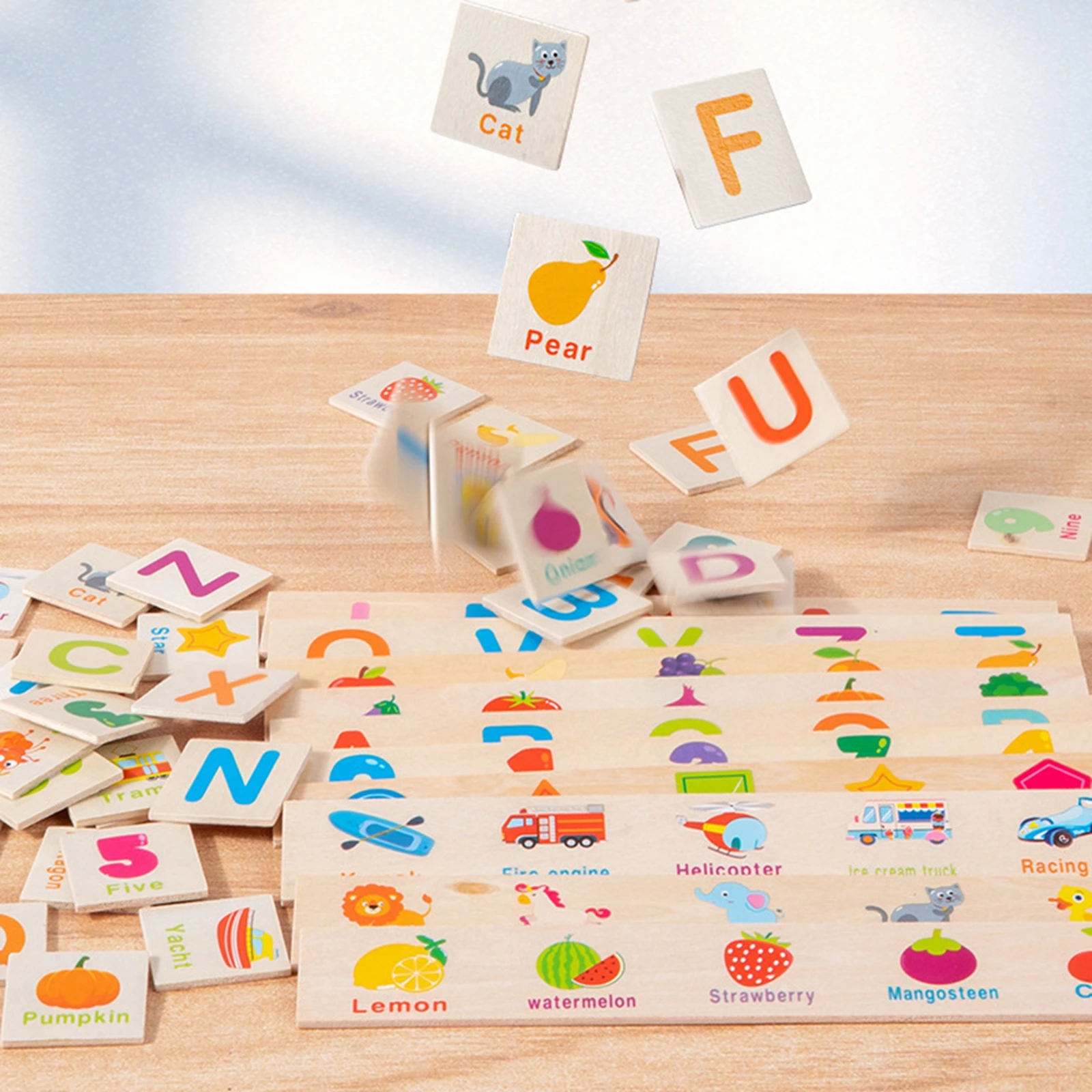 Kleurrijke Alfabet Houten Spelling Puzzels Kinderen Intelligente Letter Matching Game Voor Spel Kleuters Vroege Educatie