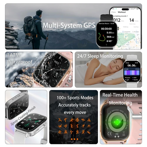 Imagen 2 del producto 2025 nuevo reloj inteligente GPS ritmo cardíaco oxígeno en sangre monitoreo de presión arterial Bluetooth llamada NFC 3ATM seguimiento GPS reloj inteligente para hombres