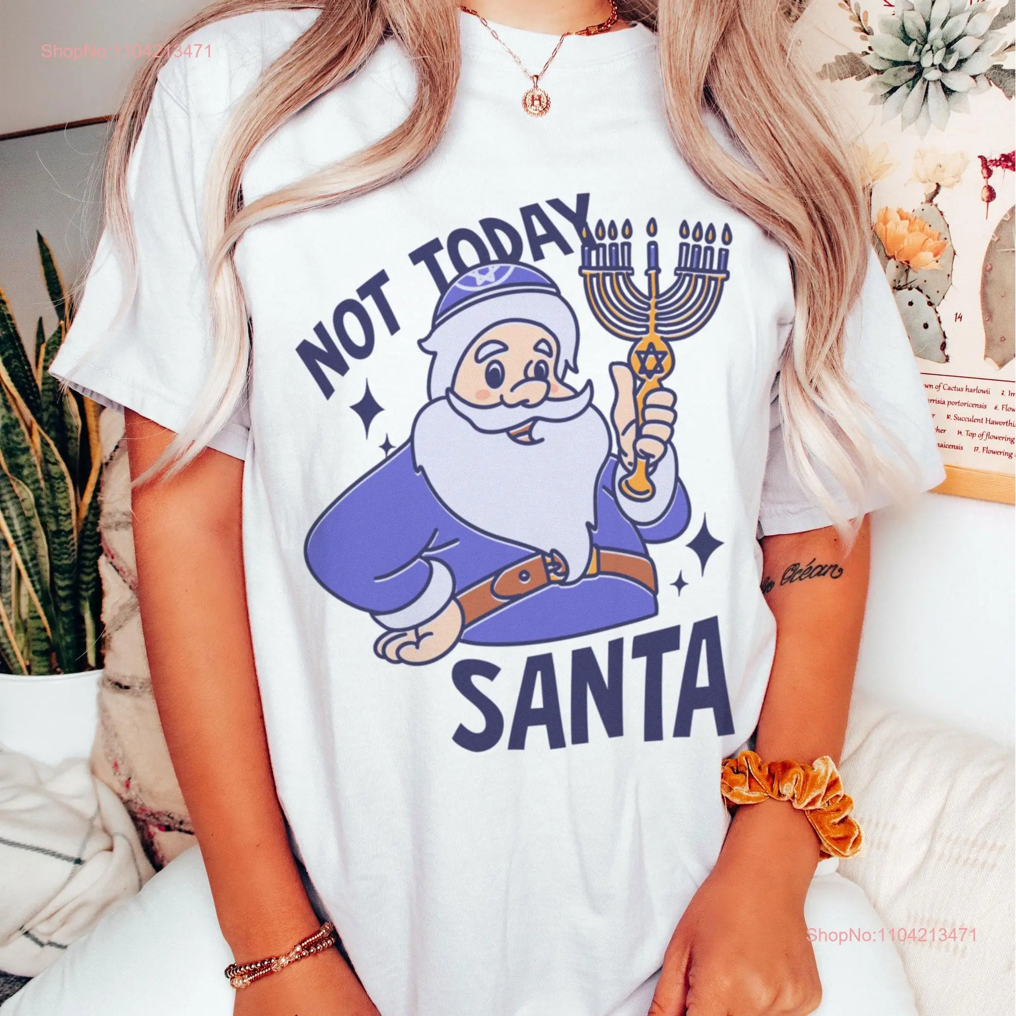 Funny Santa T Shirt Christmukkah Hanukkah Jewish Hannukah For long or short sleeves