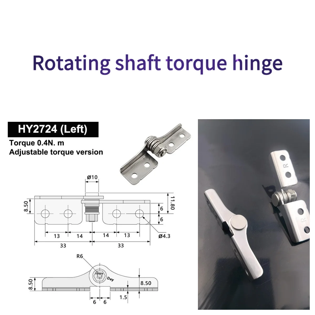 Stainless Steel Hinge, 1Pcs, Adjustable Damping Feature with Positioning Benefit, No frame