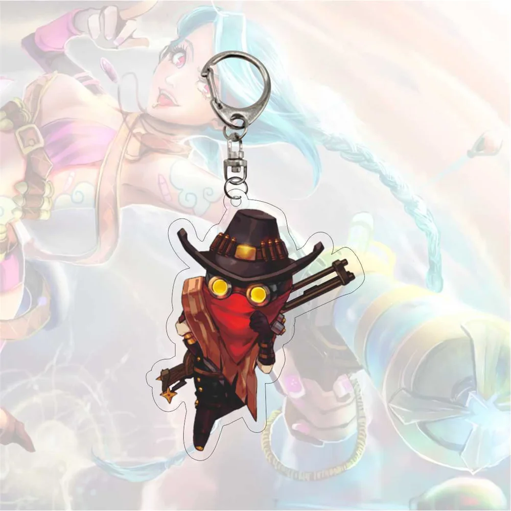 Game LOL Jinx The Chem Baroness Renata Glasc Anime Keychain Cosplay Key Chain Accessories Pendant Cartoon Pendant Gift