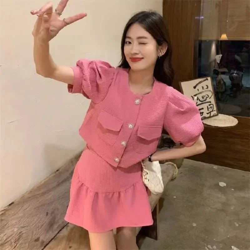 Bureau femme tenues Festival Vintage haut et bas vêtements tendance 2025 Y2k Streetwear corée complet femmes deux jupe pièce ensemble