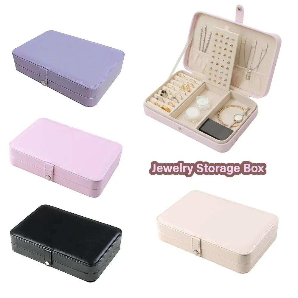

High Capacity Jewelry Storage Box Anti-Oxidation Leather PU Jewelry Display Case Solid Color Dust-proof Necklace Storage Case