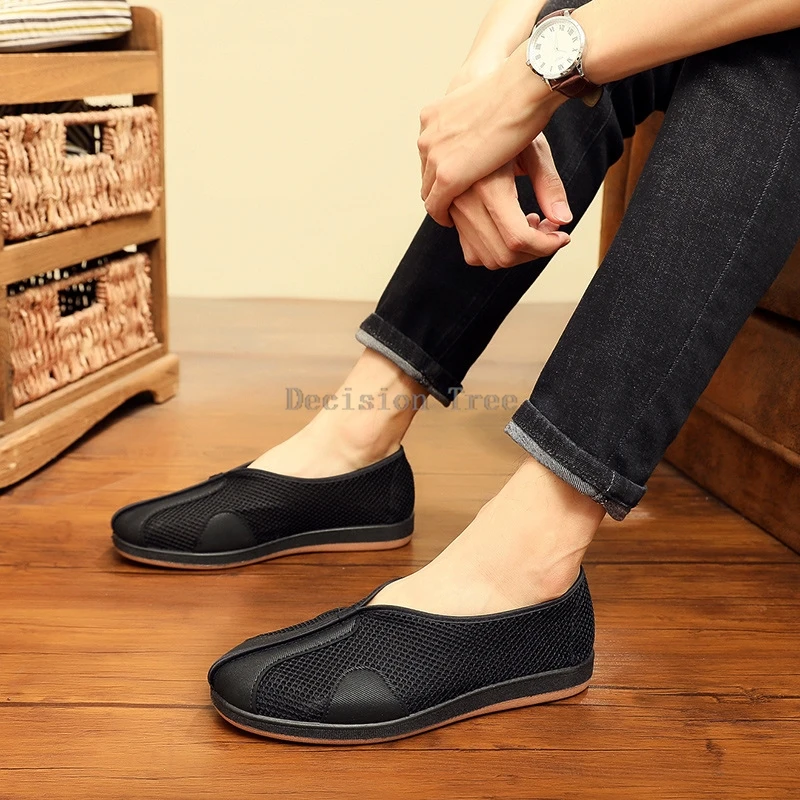 2025 mesh shoes men summer breathable chinese style hollow national style cloth shoes mesh zen dao martial arts wushu shoes a001