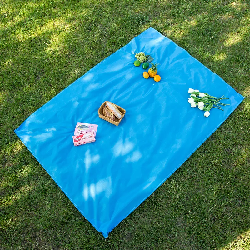 Solid Blue Outdoor Camping Waterproof Carpet Foldable Picnic Mat Moisture-Proof Pad Polyester Pocket Travel Camping Beach Mat