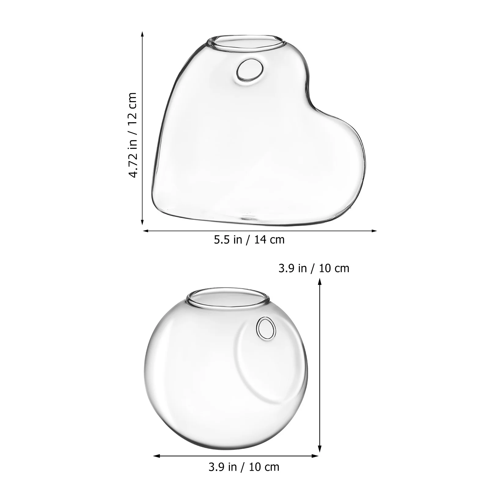2 قطعة مزارعي الحائط الزجاجي نباتات داخلية محطة انتشار معلقة شكل قلب واضح سهل التركيب لهجة المعيشة