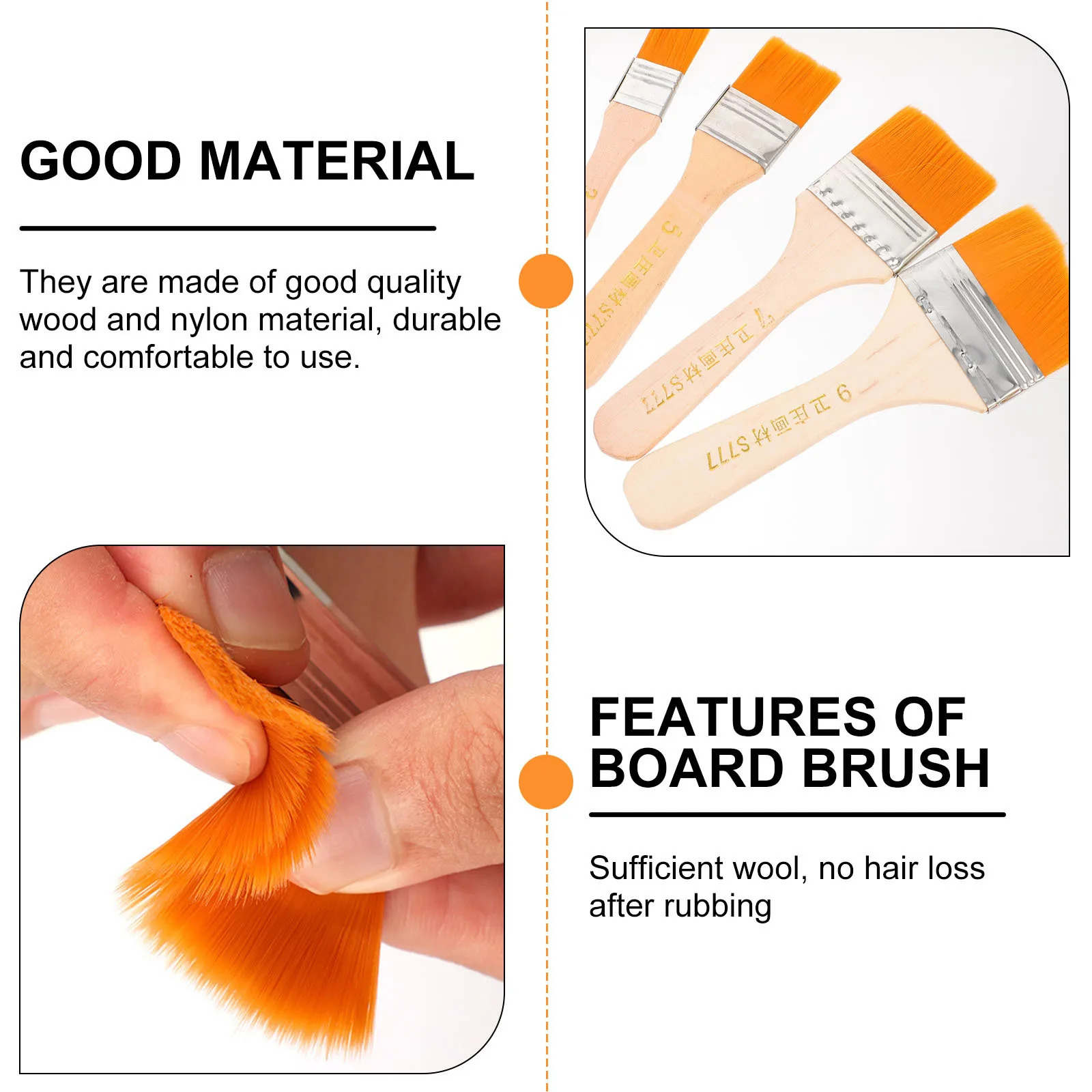 

50Pcs Flat Oil Painting Brushes Nylon Paint Brush Set Durable Wooden Handle for Art Painting Acrylic Watercolor