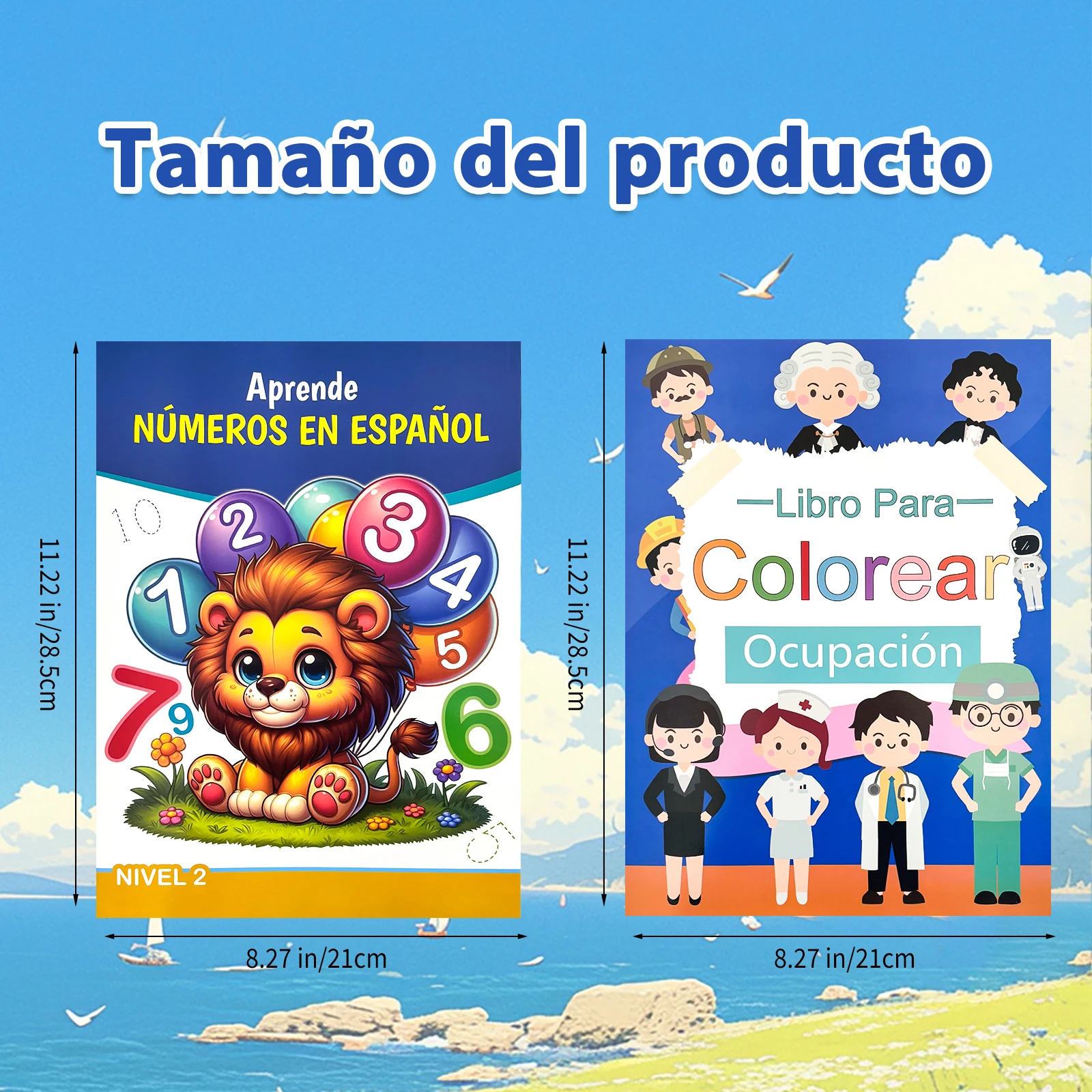 2 Pieces Spanish Children's Math Workbook & Coloring Book Ages 5-8 Art Drawing Supplies Number Learning Head Start