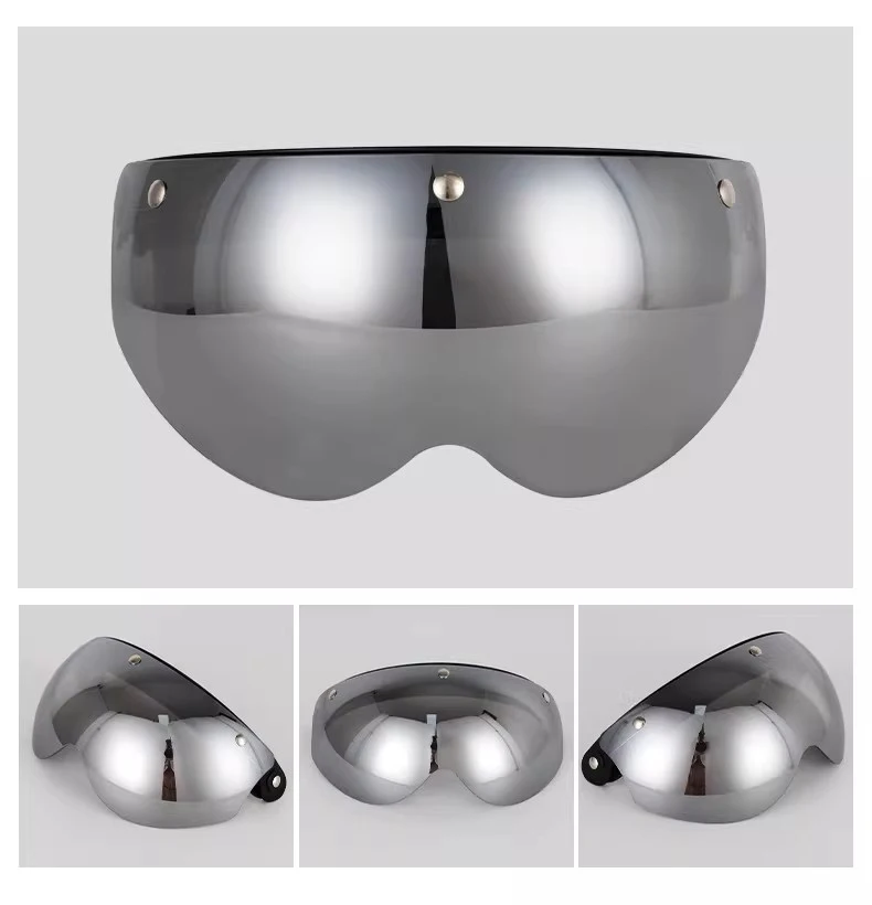 Universelles 3-Schnapp-Visier für Motorrad-Halbschalenhelme, Windschutz, hochklappbare Linse, Sonnenbrille, Halbschalenhelm-Visier, Windschutz – Detail 10