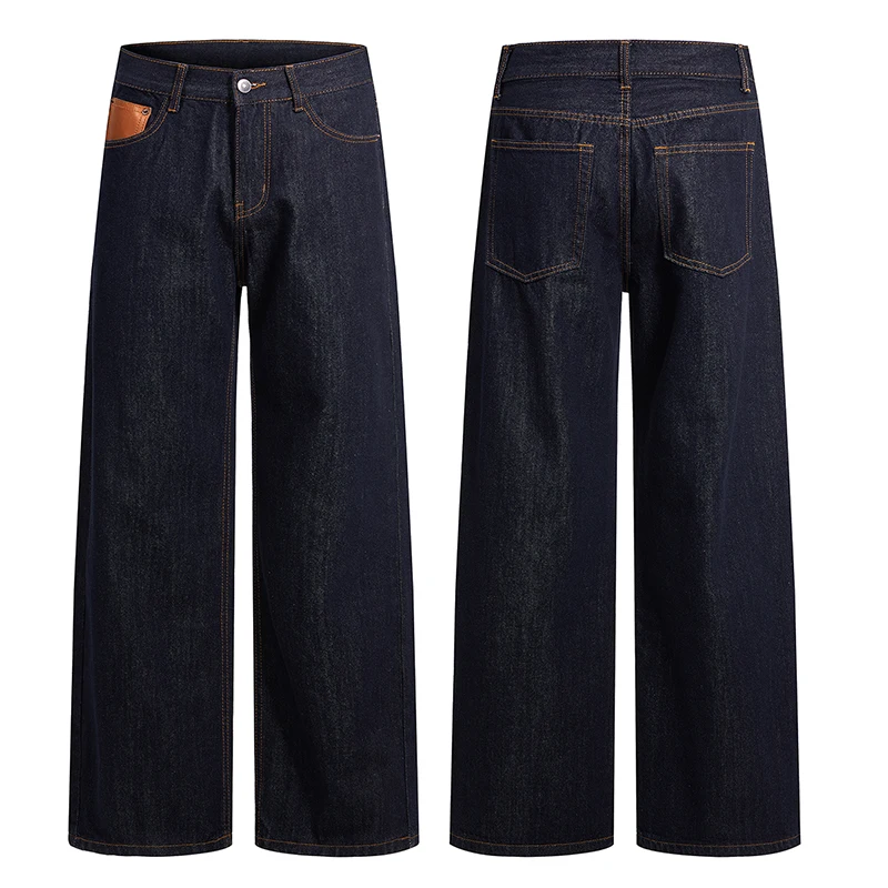 

2026 Korean Spring Summer Men's Casual Cotton Long Jeans Y2K Classic Straight Denim Wide-leg Pant Solid Versatile Loose Trousers