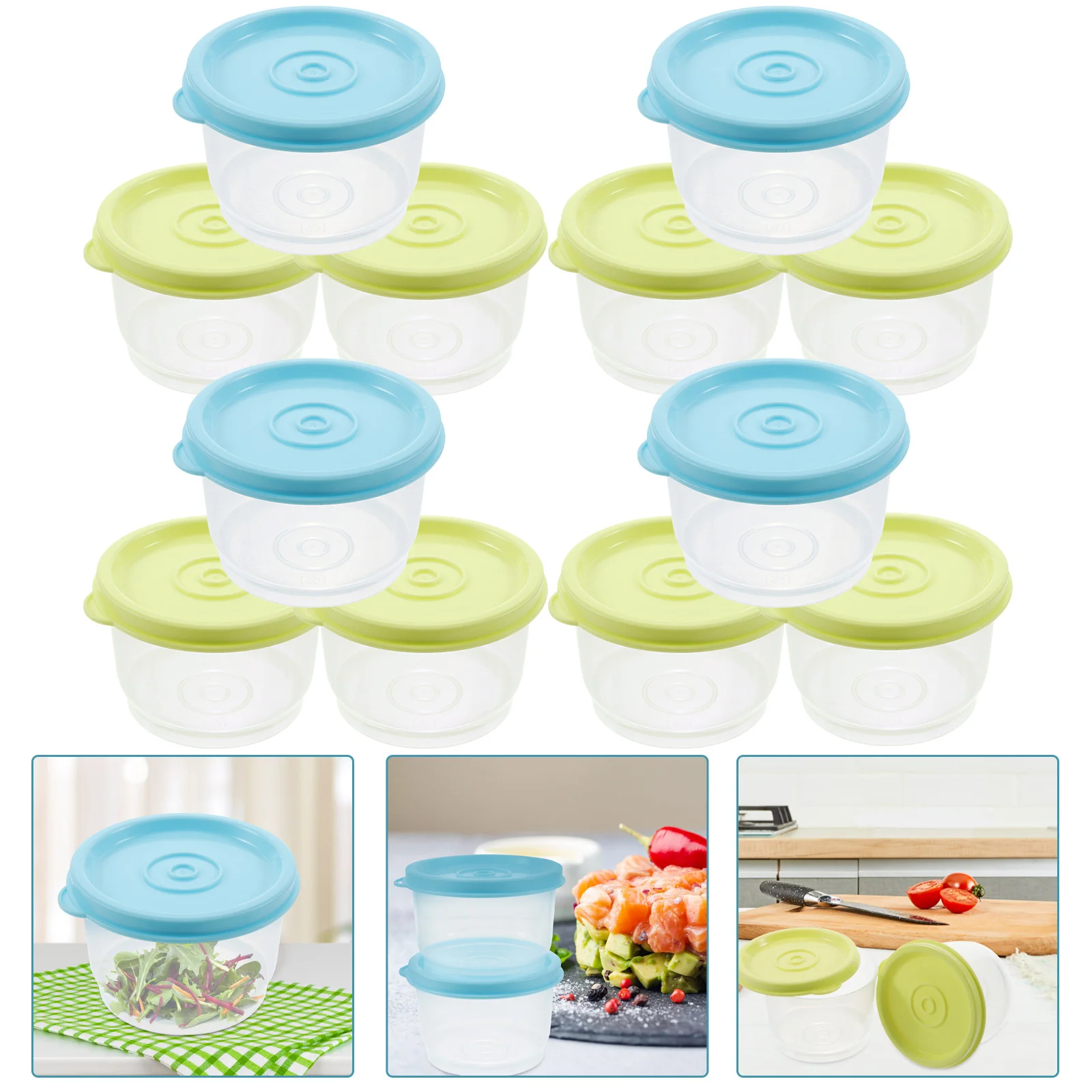 

12Pcs Mini Food Storage Containers Airtight Plastic Box Round Reusable Leakproof Freezer Safe Container with Lids