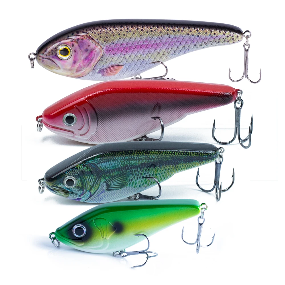 Hanlin Sinking Glide Jerkbait 75/90/120/150/mm Muskie Fishing Lure Swimbait Popular Pike Hard Jerk Bait Crankbait Wobbler Tackle