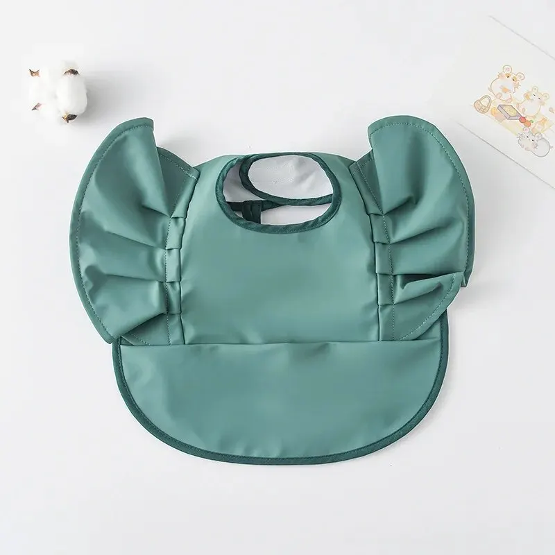 Waterproof Baby Bibs Solid Color Infant Meals Bib Anti-dirty Saliva Bibs with Angel Wings Baby Feeding Stuff Children Smock