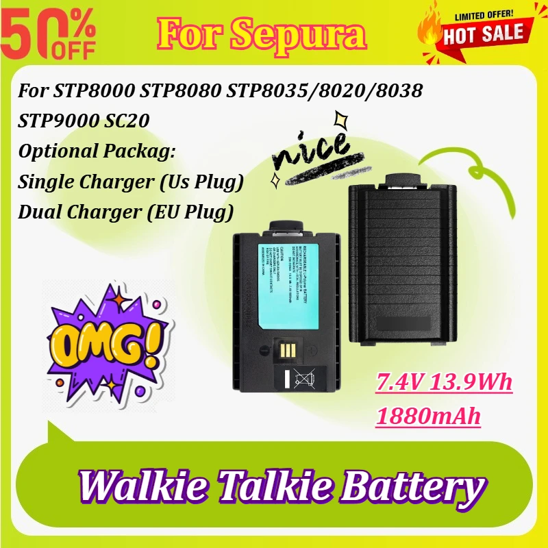 

New 7.4V 1880mAh Li-Polymer Battery for Sepura STP8000 STP8080 STP8035/8020/8038 STP9000 SC20 Walkie Talkie Replacement Battery