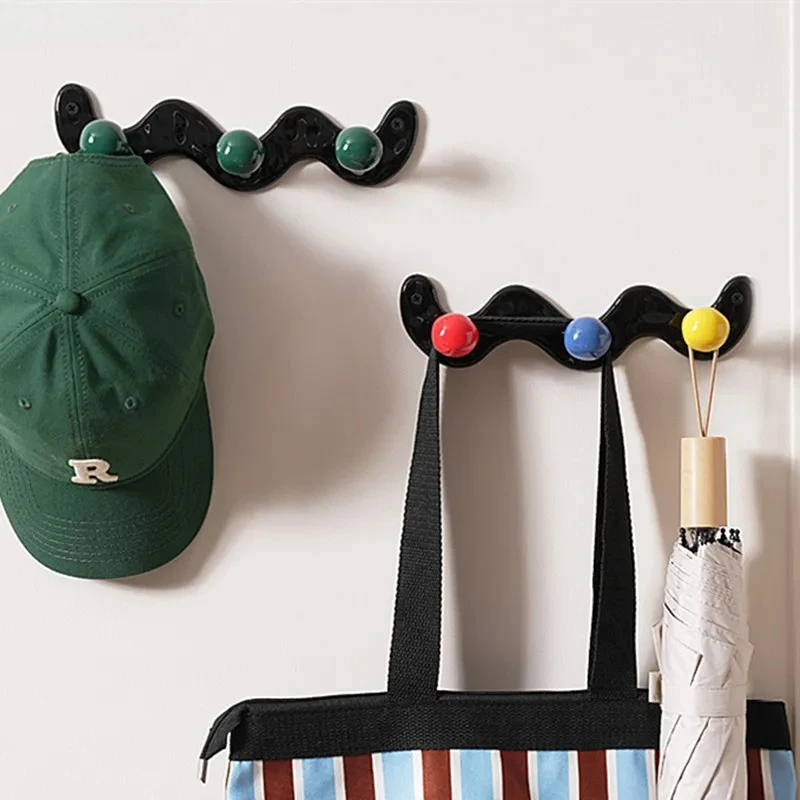 

W-shaped Ceramic Hook Creative Hole Free Door Hook Storage Rack Modern Home Wall Decoration Clothes and Hats Storage Hook