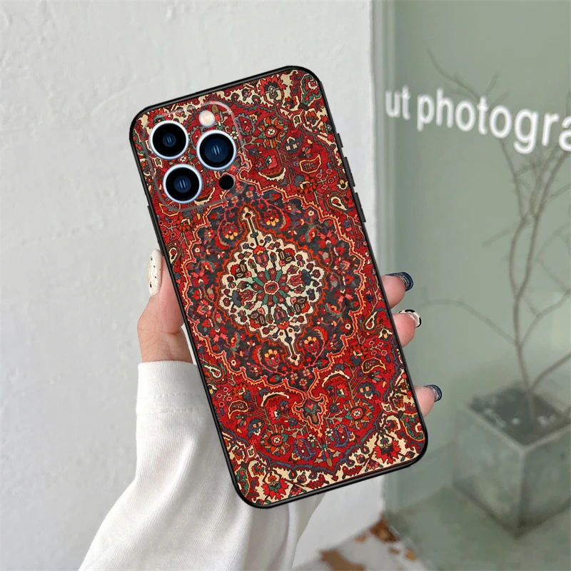 Persian carpet Floral pattern Cover For iPhone 16 15 12 13 Mini 11 12 13 14 Pro Max X XS Max Plus XR Phone Case