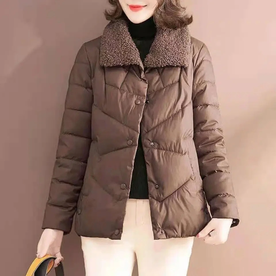 

Parkas Women 2022 Winter New Fashion Imitation Lamb Wool Padded Coat Female Large Size Mothers Clothing Loose Down Cotton Jacket