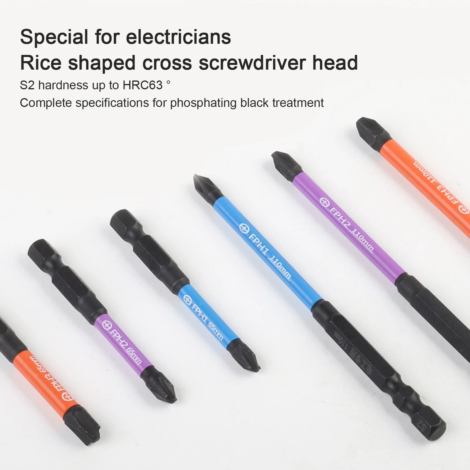 Puntas de destornillador de Cruz ranurada especial, herramienta eléctrica de electricista, 6 piezas, 65/110mm, Nutdriver FPH1, FPH2, FPH3