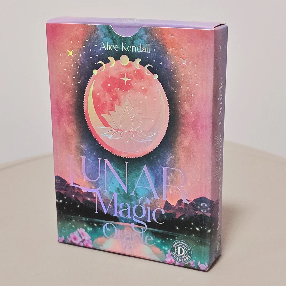 Baraja de Oráculos Mágicos Lunares, 40 Cartas Lunares de 10.5*7.5cm, Doble Relieve, Fases Lunares, Diosas, Animales Sagrados, Plantas, Regalo Espiritual