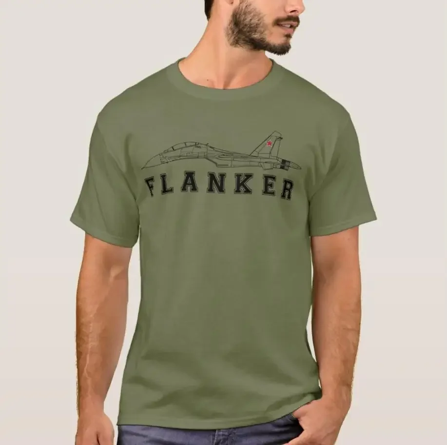 Sukhoi Su-30 Flanker ruso Air Force Jet Fighter hombres camiseta de manga corta Casual 100% algodón hombres ropa