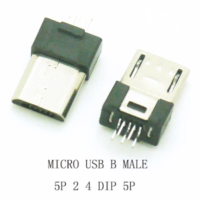 10PCS Micro USB Connector B type Male USB 2.0 jack Wire Soldering connector 5Pin 2 4DIP