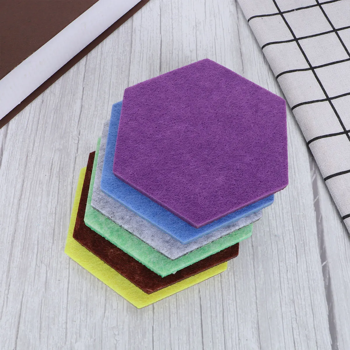 

12 Pcs Colorful Wall Stickers Bulletin Board Decorations Self-adhesive Hexagon Shape Felt