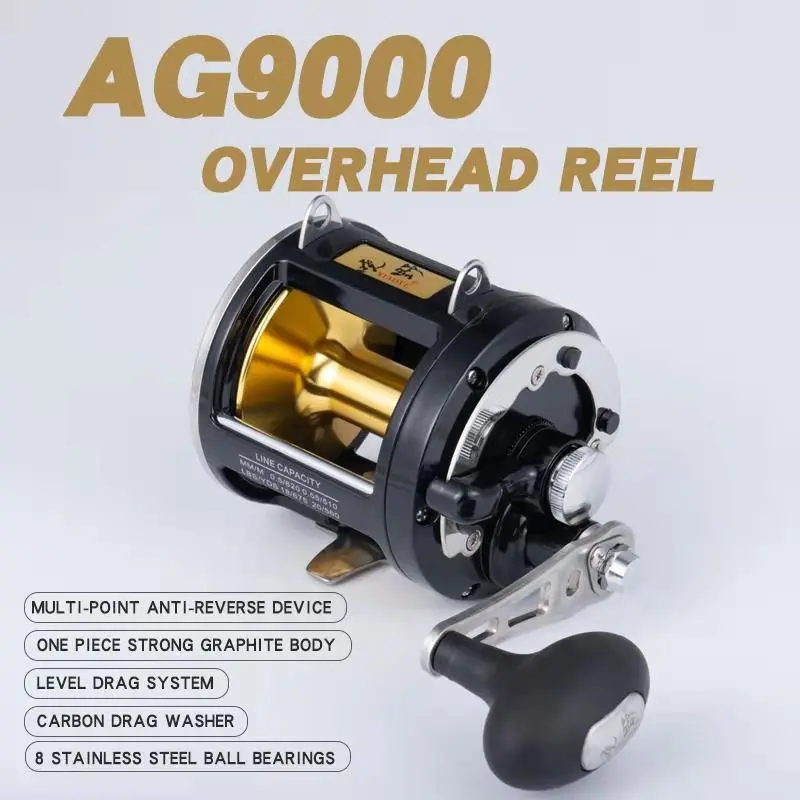 The New Sea fishing drum reel AG-9000 deep sea boat fishing reel trolling reel 24KG 8BB right hand reel