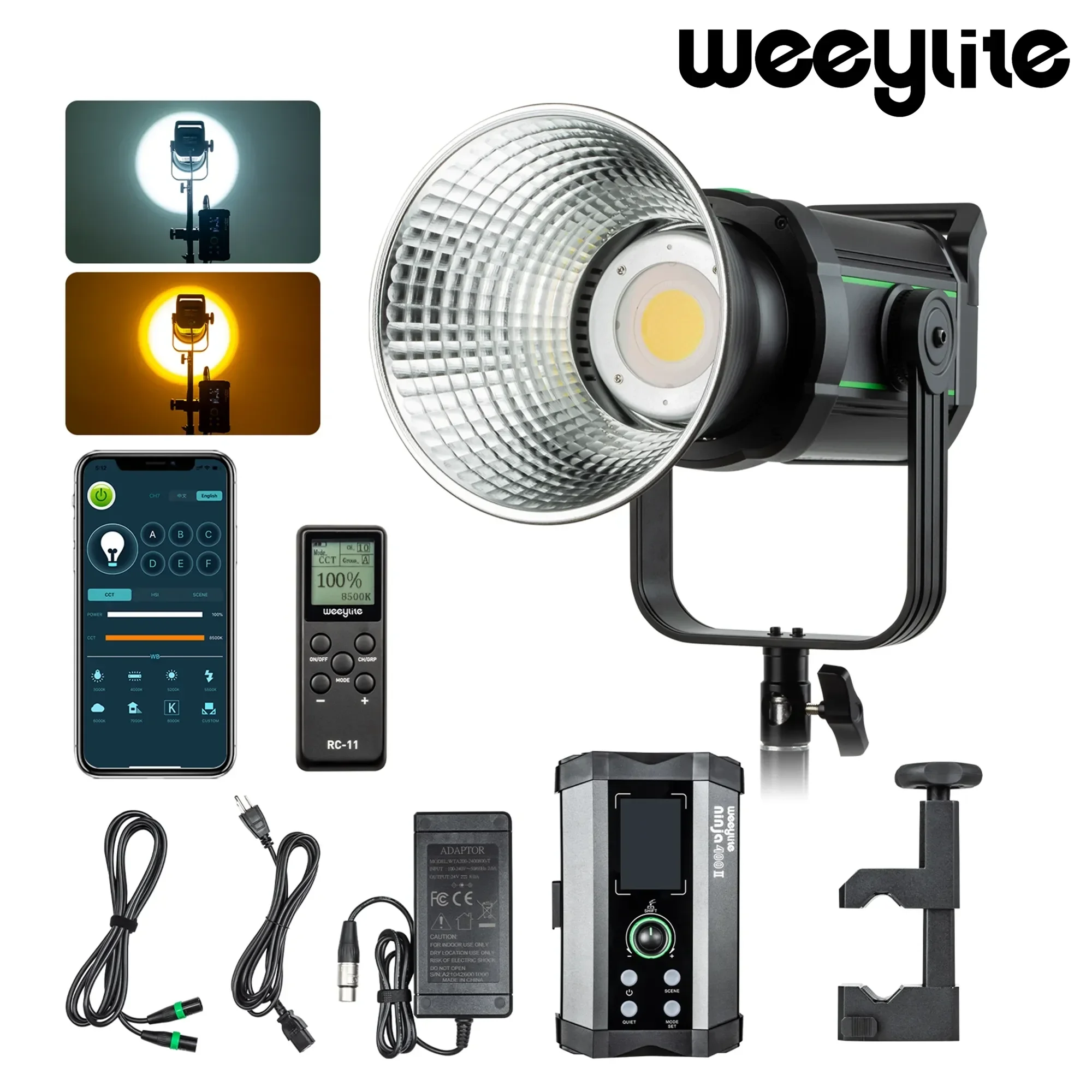 

Weeylite ninja400 II 150W LED Video Light Professional Studio Light Smart Fill Light Bi-color 12750LM DMX Control Bowens Mount
