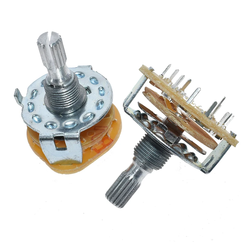 1PCS RS25 RS26 Band switch Shaft Panel Mount L=20mm 1P11T 2P4T 2P5T 2P6T 3P3T 3P4T 4P3T Rotary Switch Selector Band