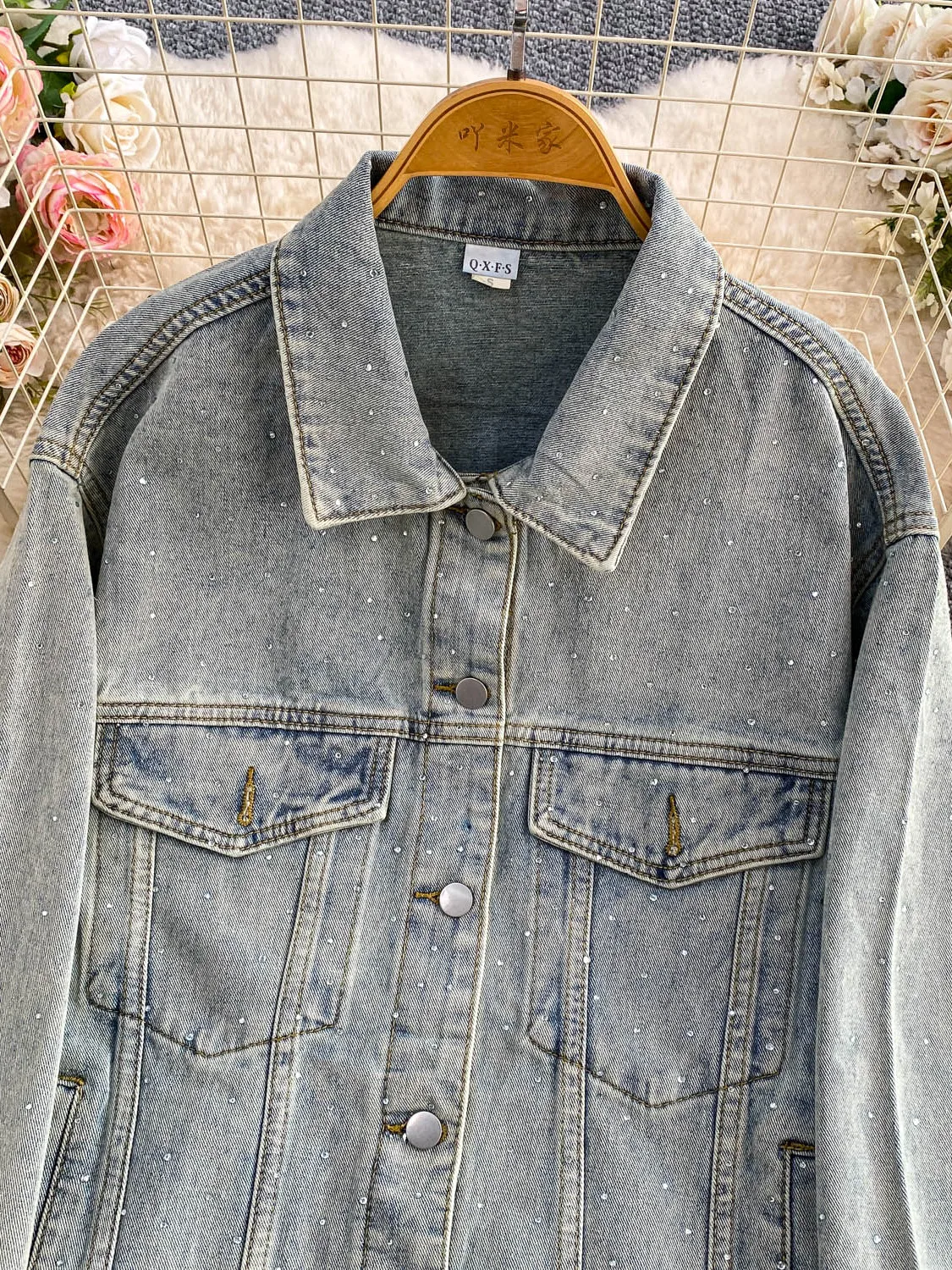 

Джинсовая джинсовая одежда с эффектом похудения и длинным воротником-свеком, свободная посадка, женская модная верхняя одежда, повседневная одежда для поездок на работу, мульти-ки...