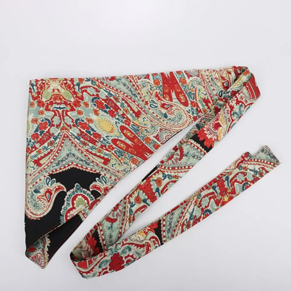 

Chinese Style Ethnic Triangular Waistband Embroidered Printing Jeans Decor Floral Triangular Belt Clothing Accessories Tassel