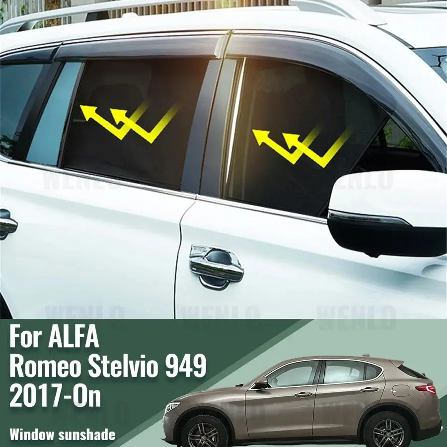 

For ALFA Alfa Romeo Stelvio 949 2017-2023 Magnetic Car Sunshade Shield Front Windshield Curtain Rear Side Baby Window Sun Shade