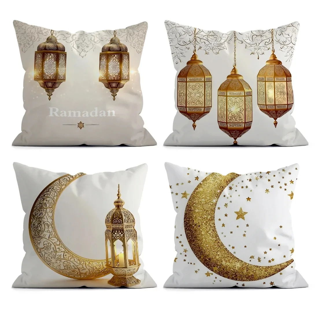 Ramadan decoration pillow cover Crescent Moon fasting lamp pattern printing home room living room sofa cushion cover gift