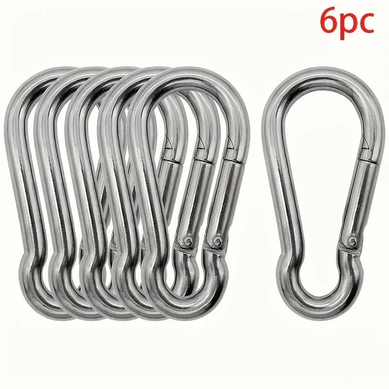 Fashion Silver Carabiner Clips Wholesale Wear-resistant Hardware Multi-purpose Hanging Fittings Keychains Hammock Ornament 6PCS