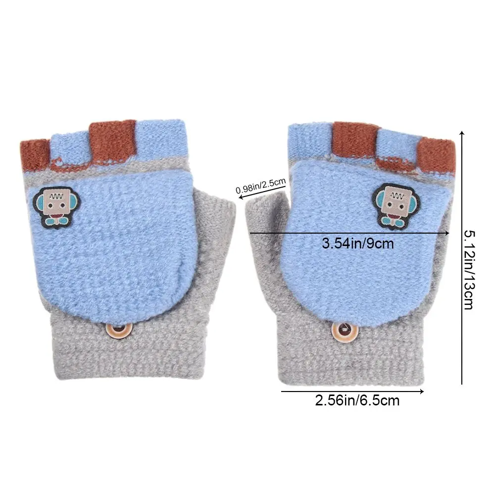 Flexible Students Children Fashion Thickening Gloves Half-finger Gloves Knitted Glove Winter Warm Mittens image 6
