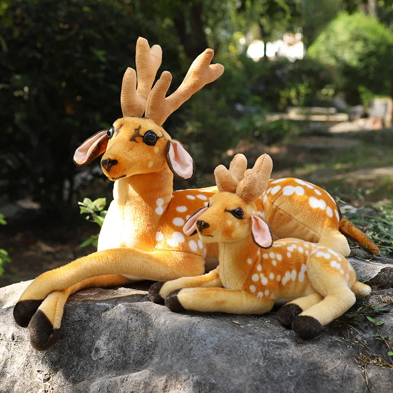 30-90cm Simulation Wild Lifelike Sika Deer Plush Toy Realistic Stuffed Animal Deer Plushie Doll for Kid Birthday Gift Home Decor