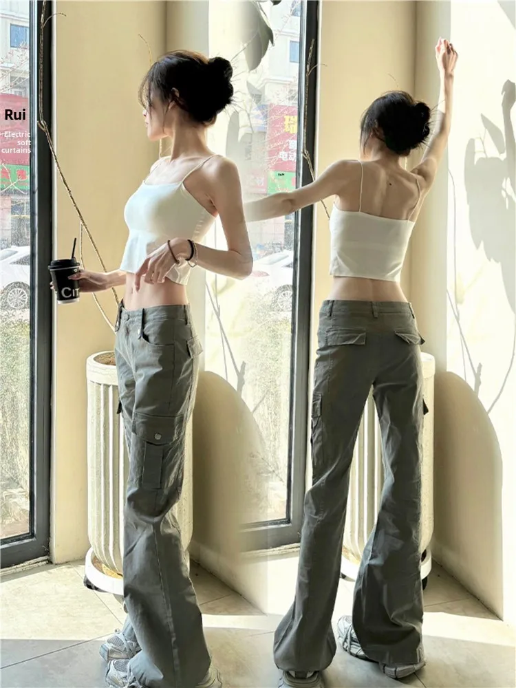 

American Vibe High Street Low Waist Flared Workwear Jeans Women's Summer Thin Extended Floor-Length Pants