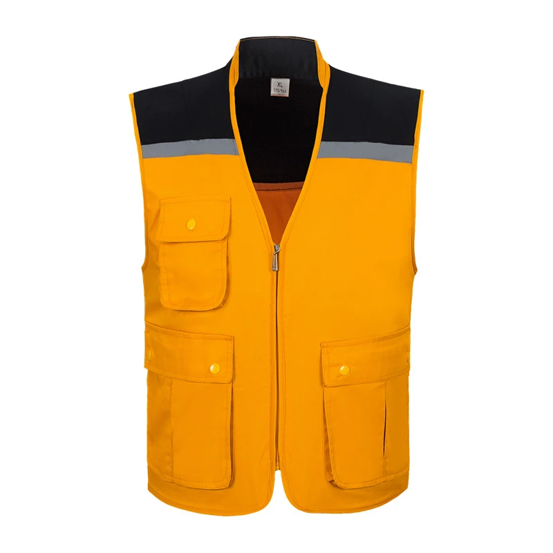 Night Reflective Vest With Logo Pockets Construction Protective Automobile Mechanical Maintenance Electrician Welder Workwear