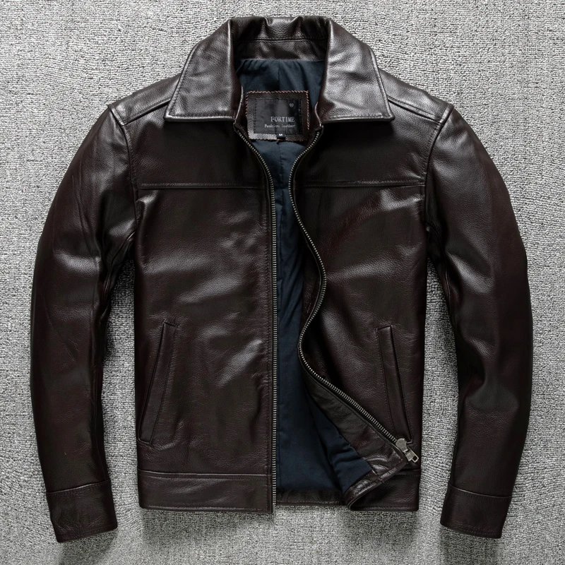 Welfare Pure Head Layer Cowhide Leather Jacket men's Lapel Casual Leather Jacket